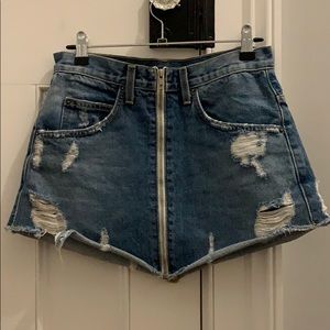 CARMAR BEATRICE ZIPPER FRONT DENIM SKIRT